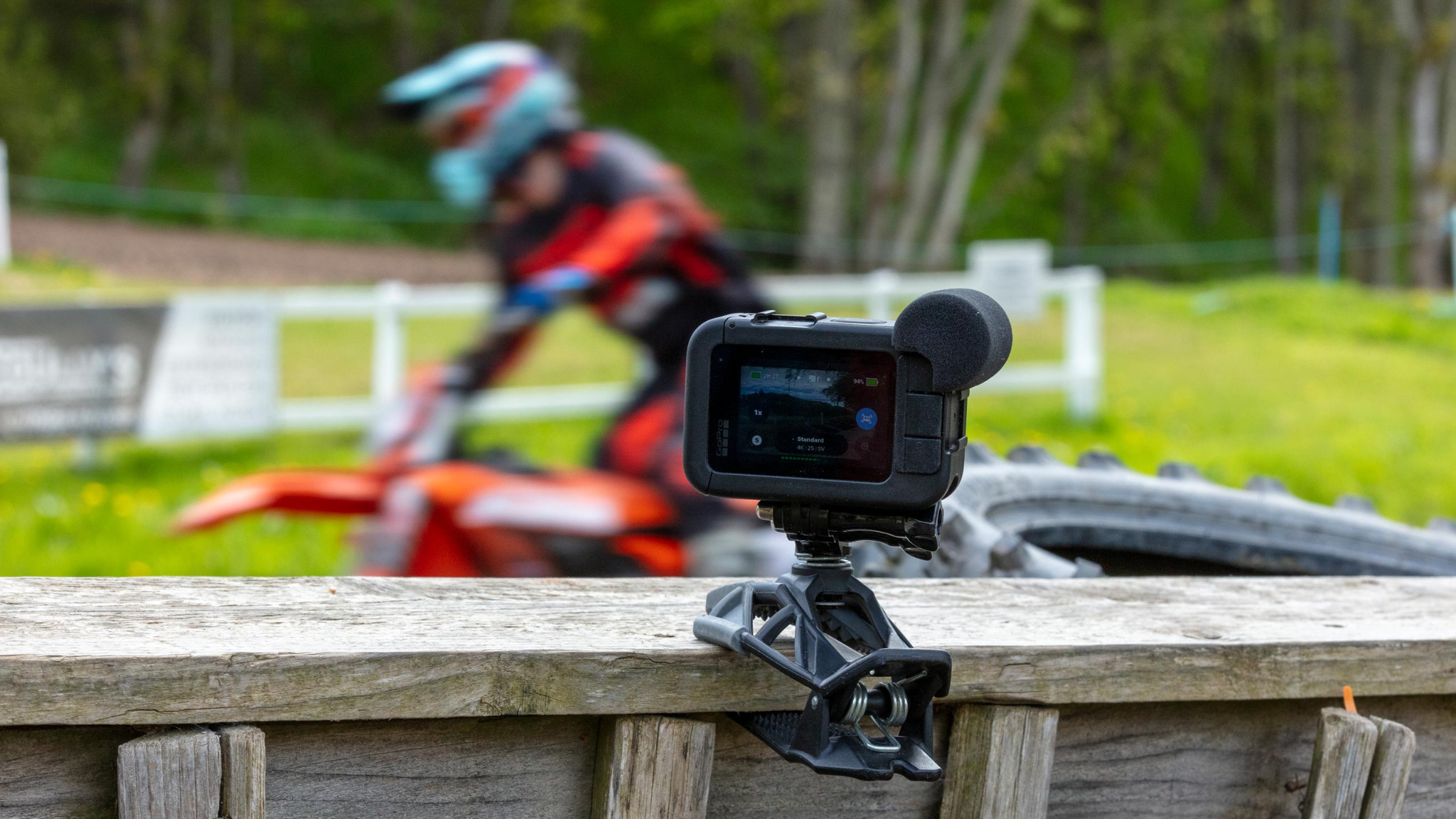 Third-person motocross camera angle