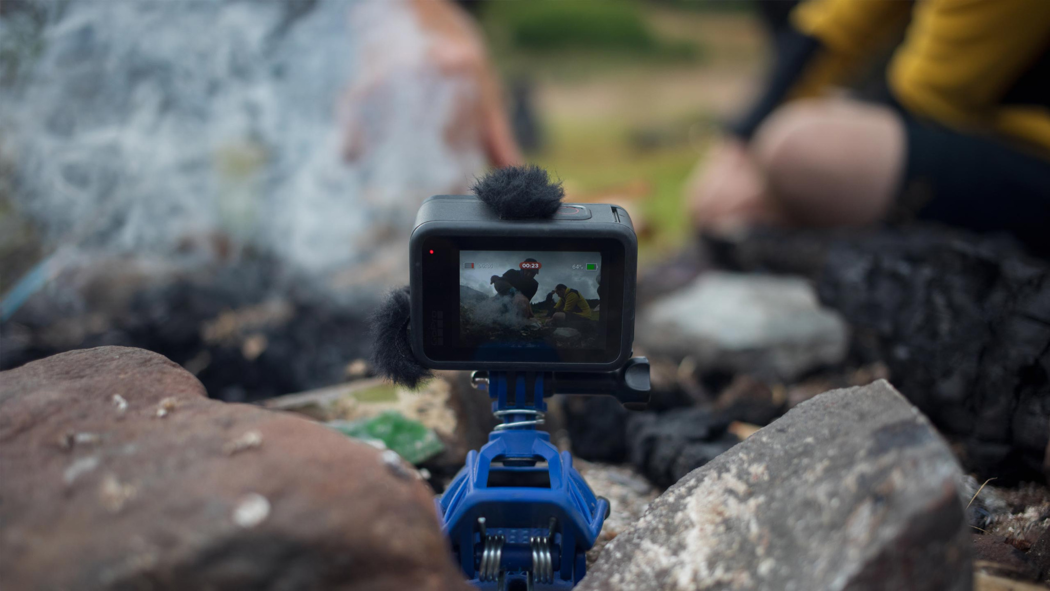 Dango Gripper action camera being used away from the motorcycle